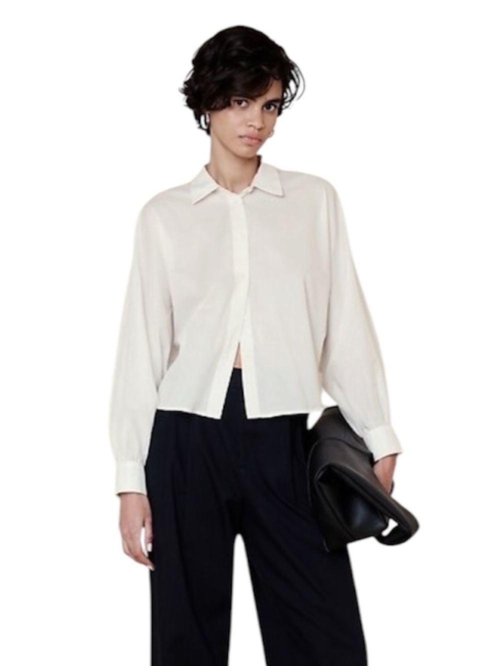 Banana Republic Women’s 100% Cotton Volume-Sleeve Shirt in Snow Day White Small